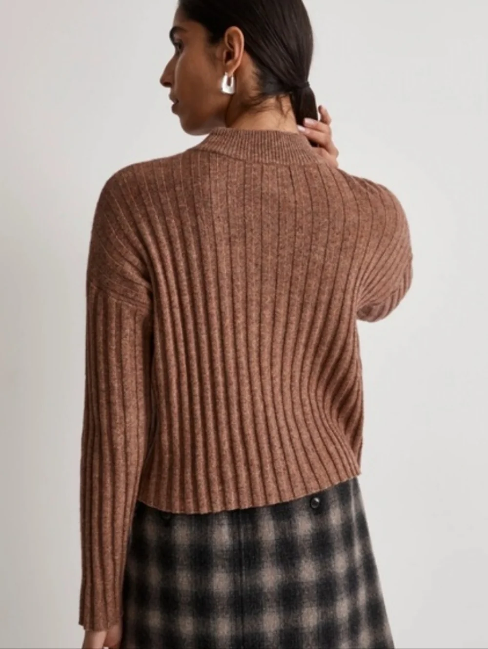 NWOT Madewell Ribbed Mock Neck Crop Sweater Small Wool Blend Pullover